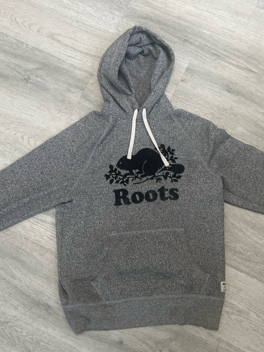 Roots Men's salt and pepper Crewneck Hoodie with Beaver Logo